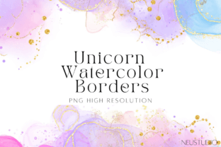 Unicorn Watercolor Borders Png Gráfico Objetos Gráficos de Alta Calidad Por NEUSTUDIO 2