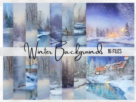 Winter Background, Watercolor Winter Graphic Backgrounds By Aneta Design 
