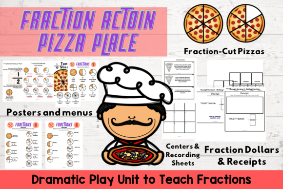 Fraction Pizza Pretend Play Center Gráfico 2nd grade Por MessyBeautifulFun
