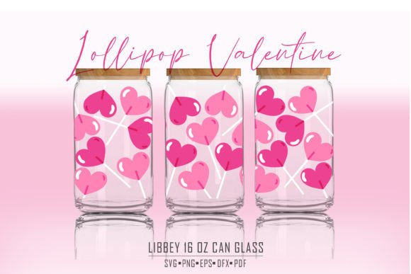 Lollipop Hearts 16 Oz Libbey Glass Svg Graphic Print Templates By Fontana Studio
