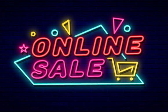 Online Sale Lettering Neon Sign Vector Grafika Layer Styles Przez TrueVector
