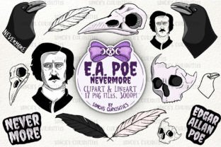 Edgar Allan Poe Clipart and Lineart Pack Gráfico Artesanato Por Sonch's Curiosities 1