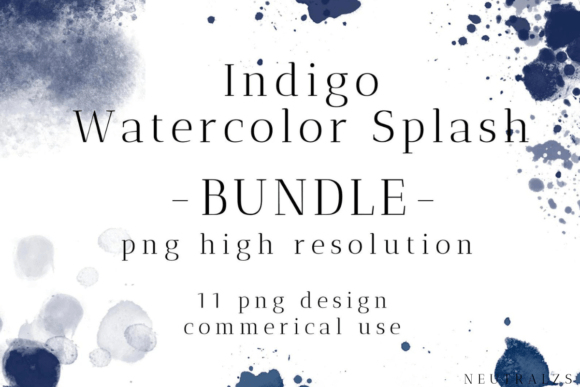 Indigo Watercolor Splashes PNG Clipart Gráfico Objetos Gráficos de Alta Calidad Por neutralzsdesign
