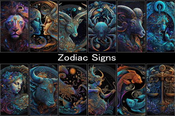 Zodiac Signs Wallpaper Graphic AI Generated By Print it