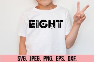 8th Birthday Space SVG - Eight Birthday Afbeelding T-shirt Designs Door happyheartdigital 2