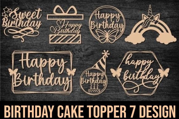 Happy Birthday Cake Topper Bundle Graphic 3D SVG By ABStore