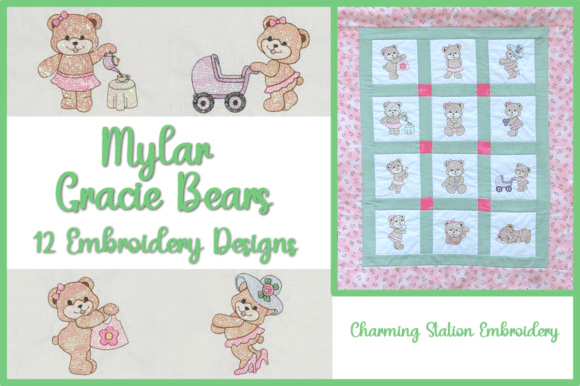 Mylar Gracie Bears Teddy Bears Embroidery Design By Charming Station Emb