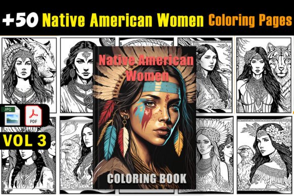 Native American Women Coloring Pages Graphic Coloring Pages & Books Adults By KDP Designs