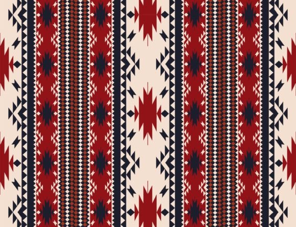 Red Aztec Southwest Stripes Pattern Illustration Modèles de Papier Par Parinya Maneenate