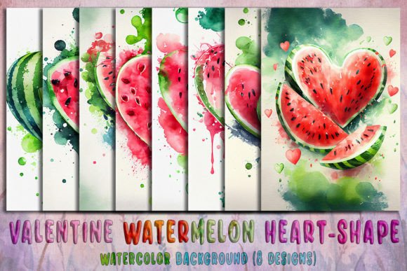 Watermelon Heart Shape Background Grafica Sfondi Di Meow.Backgrounds