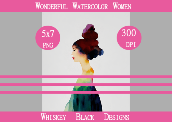 Whimsical Watercolor Woman Art Print Graphic Illustrations By Whiskey Black Designs