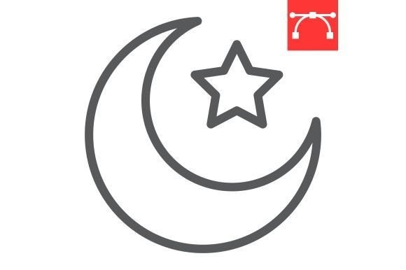 Star and Crescent Line Icon Grafika Ikony Przez Fox Design