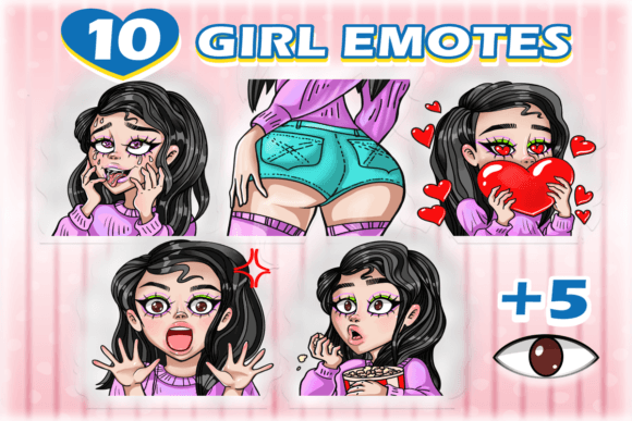 Straight Black Hair - Brown Eyes Twitch Graphic Illustrations By fromporto