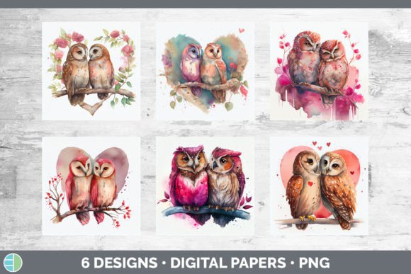 Valentines Owl Backgrounds | Digital Scr Graphic Illustrations By Enliven Designs