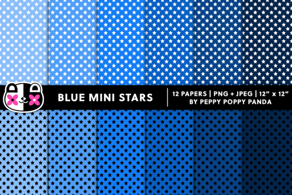Blue Mini Stars Digital Paper Pattern Graphic Patterns By Peppy Poppy Panda