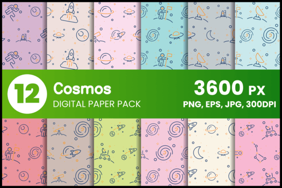 Cosmos Digital Paper Set Graphic Patterns By fromporto