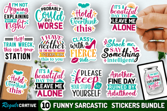Funny Sarcastic Stickers Bundle Graphic Crafts By Regulrcrative