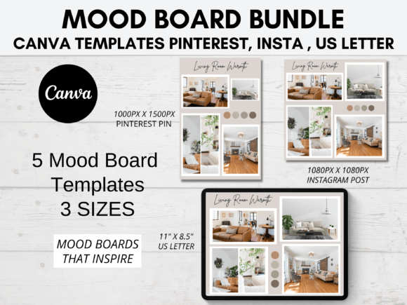 Mood Board Templates for Canva Bundle Graphic Graphic Templates By JillECreative