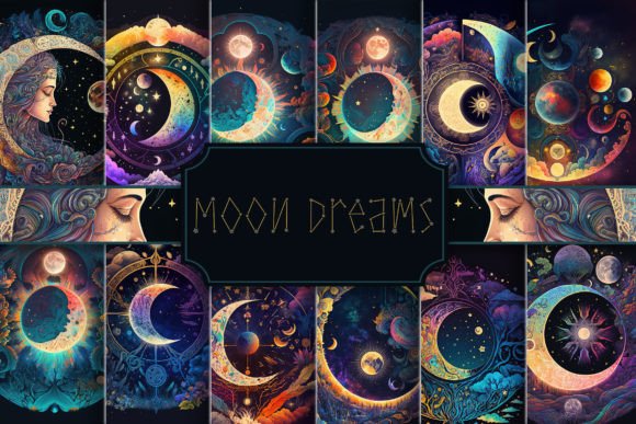Moon Dreams Mystical Backgrounds Illustration Fonds d'Écran Par Fun Digital