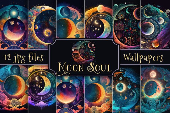 Moon Soul Mystical Backgrounds Grafika Tła Przez Fun Digital