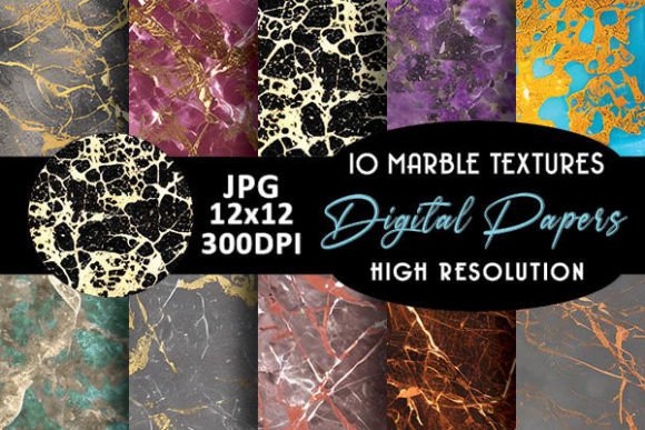 Marble with Gold Tones Digital Papers Gráfico Patrones de Papel Por Grafixeo
