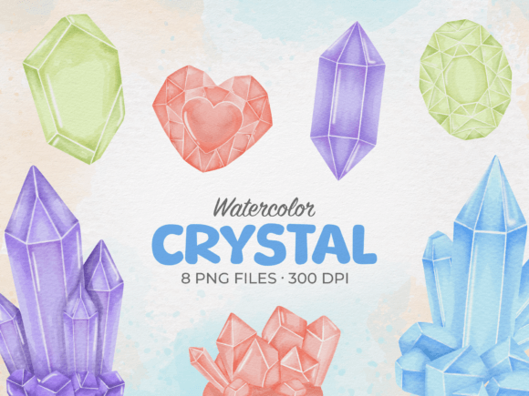 Watercolor Crystal and Gemstone Clip Art Grafik Druckbare Illustrationen Von Baddesigner