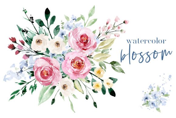 Watercolor Flowers Set Blossom Afbeelding Afdrukbare Illustraties Door Larisa Maslova