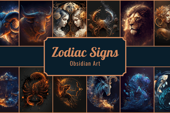 12 Zodiac Signs Wallpaper Set Illustration Fonds d'Écran Par Obsidian Art