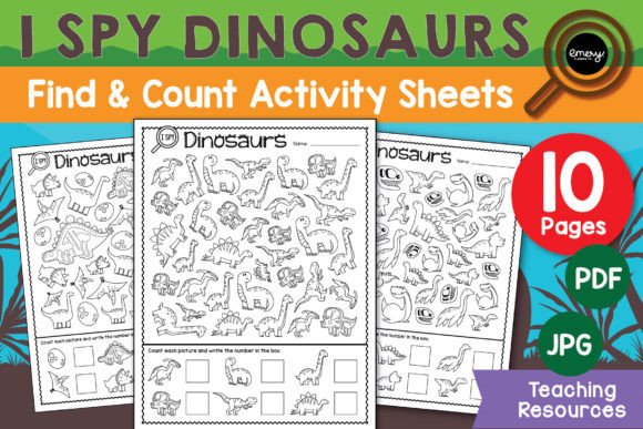 I Spy Dinosaurs Activity Sheets Graphic K By Emery Digital Studio
