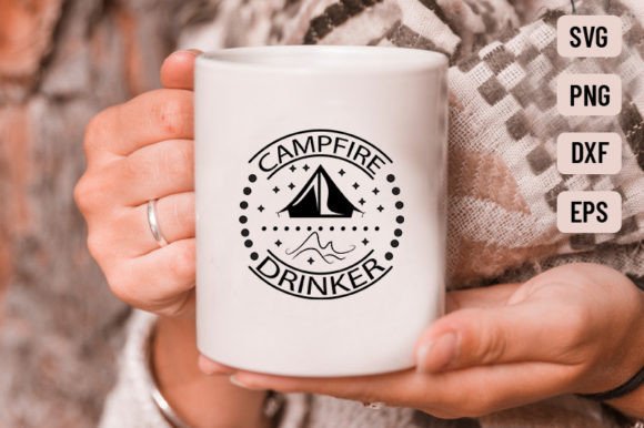 Campfire Drinker - Camping Svg. Illustration Artisanat Par SVG Zone