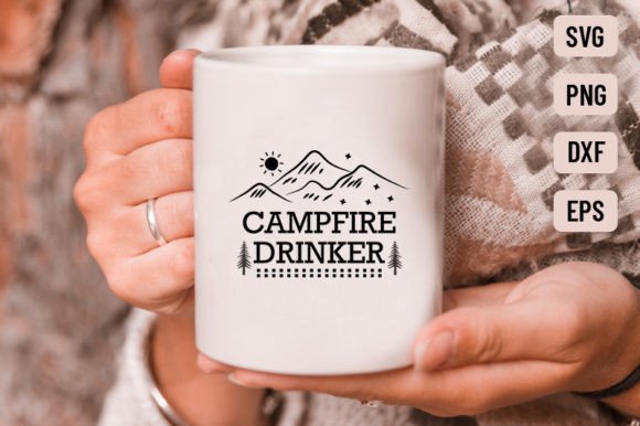 Campfire Drinker  - Camping Svg. Illustration Artisanat Par SVG Zone