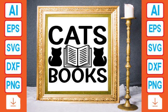 Cats Books Graphic T-shirt Designs By Mockup And Design Store