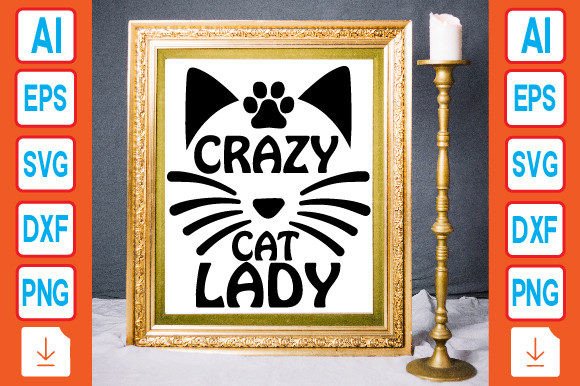 Crazy Cat Lady Grafik T-shirt Designs Von Mockup And Design Store
