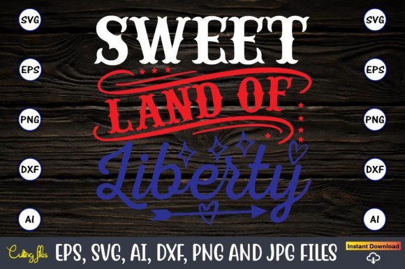 Sweet Land of Liberty Svg Grafica Design di T-shirt Di ArtUnique24