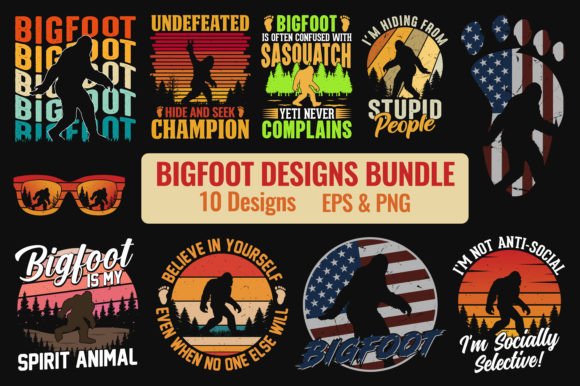 Bigfoot Sasquatch Design Bundle Grafik Druck-Vorlagen Von Styrine
