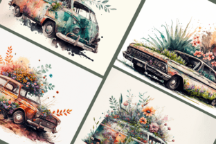 Floral Car Watercolor Background Set 5 Illustration Généré par IA Par Obsidian Art 4