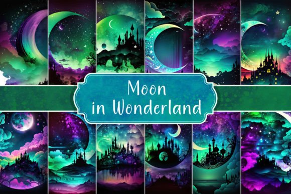 Moon in Wonderland Gráfico Planos de Fundo Por curvedesign