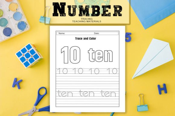 Numeric Number 10 Tracing KDP Worksheet Graphic Teaching Materials By N-paTTerN
