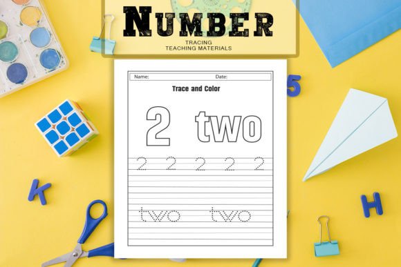 Numeric Number 2 Tracing KDP Worksheet Graphic Teaching Materials By N-paTTerN