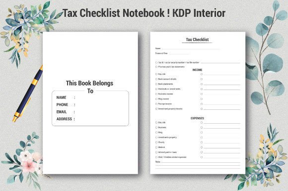 Tax Checklist Notebook ! KDP Interior Gráfico Interiores KDP Por tayefpro
