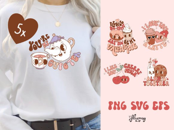 Cute Retro Valentine Food Sublimation Graphic Illustrations By huxmay