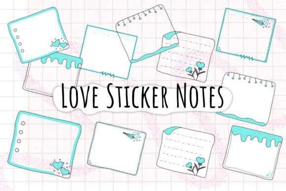 Love Sticker Notes Grafica Illustrazioni Stampabili Di flunny