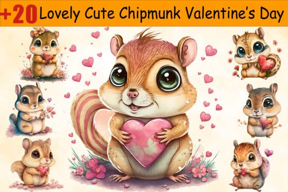 Lovely Cute Chipmunk Valentine’s Day Graphic Crafts By KDP Designs