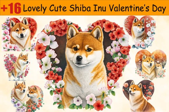 Lovely Cute Shiba Inu Valentine’s Day Graphic Crafts By KDP Designs