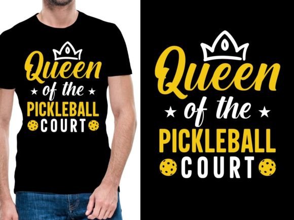 Queen of the Pickleball Court Graphic T-shirt Designs By ui.sahirsulaiman