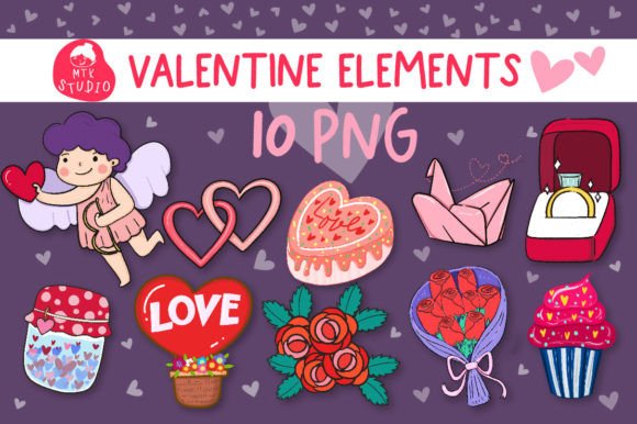 10 PNG Valentine Elements Graphic Illustrations By MTK Studio