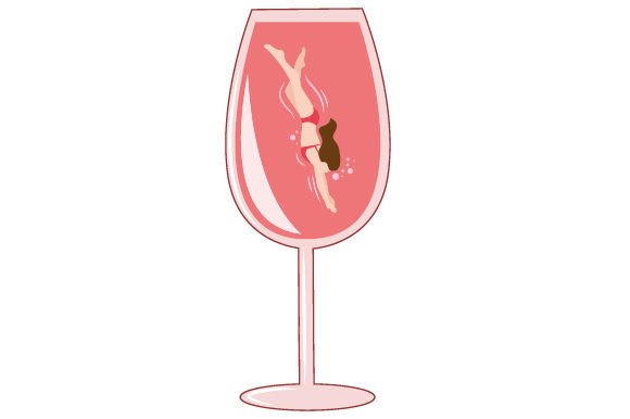Woman Diving to a Rosé Wine Glass Wine Craft Cut File By Creative Fabrica Crafts