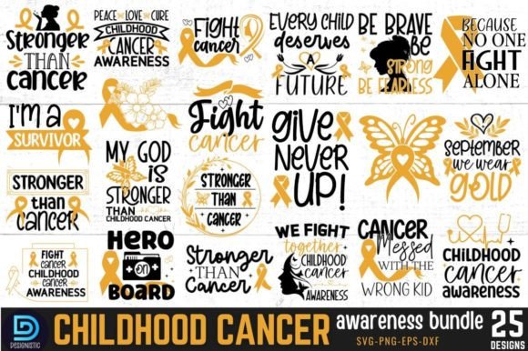 Childhood Cancer SVG Bundle Graphic Crafts By Design's Dark