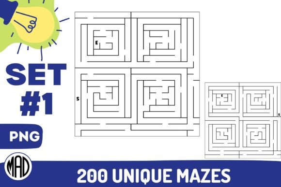 FREE LOOPED MAZE SET 400 PNG MAZE+SOL. Graphic KDP Interiors By Marina Art Design