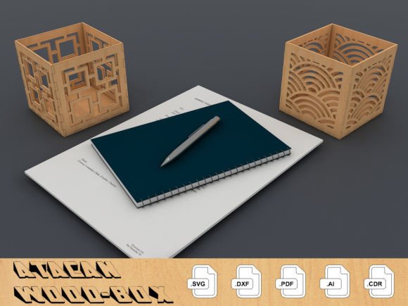 Laser Cut Pen Holder / Pencil Holder 130 Graphic 3D Pillow Box By atacanwoodbox